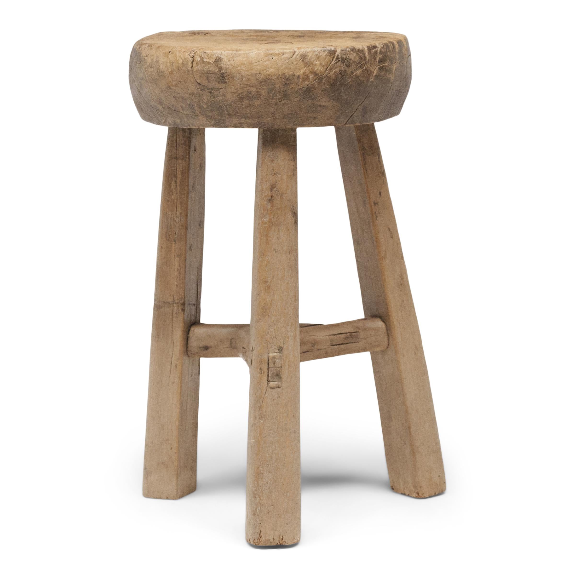 Qing Chinese Full Moon Chopping Stool, c. 1850 For Sale