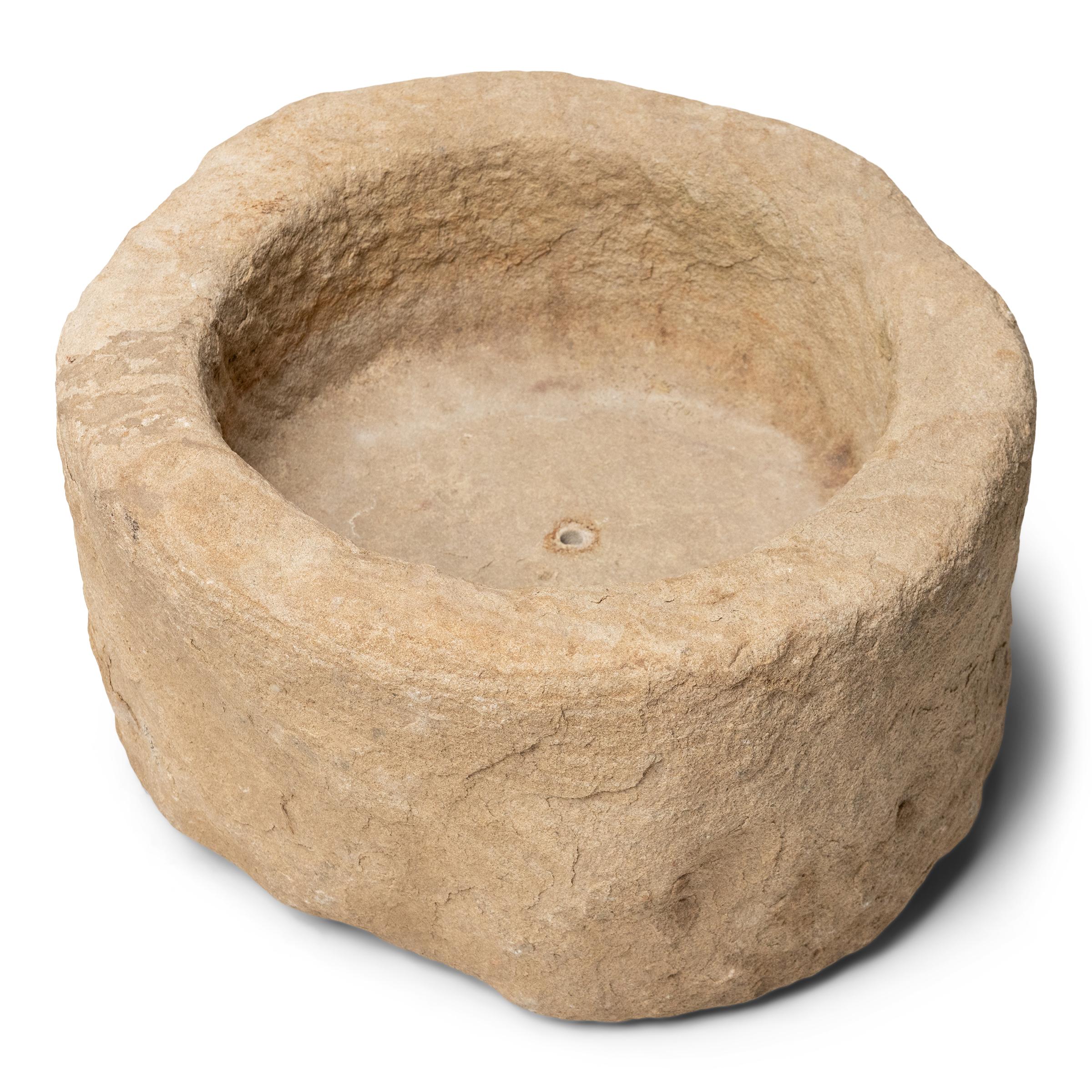 Hand-Carved Chinese Full Moon Stone Trough, c. 1850 For Sale