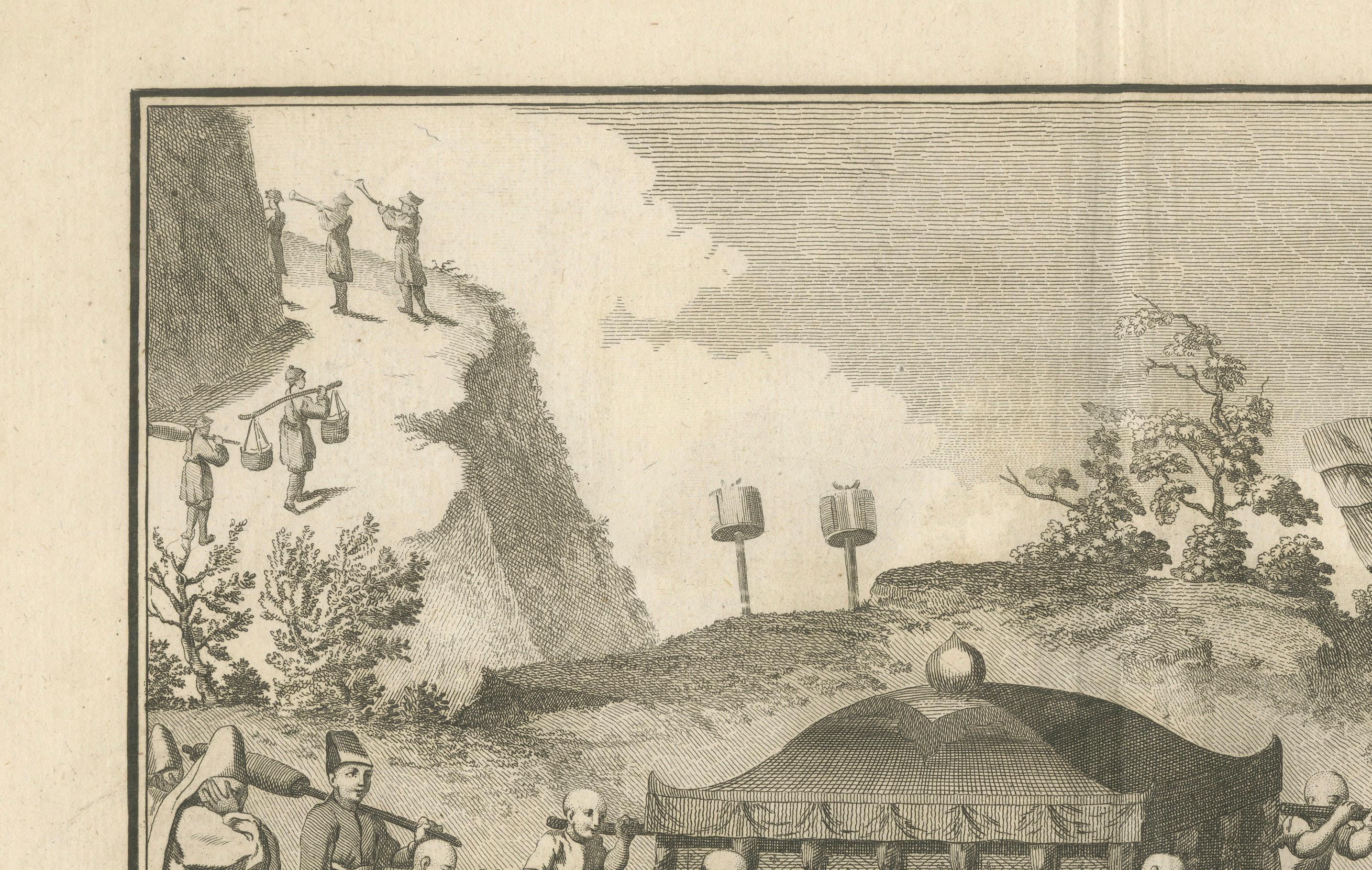Engraved Chinese Funeral Procession with Palanquin – Engraving after Sonnerat, 1806 For Sale
