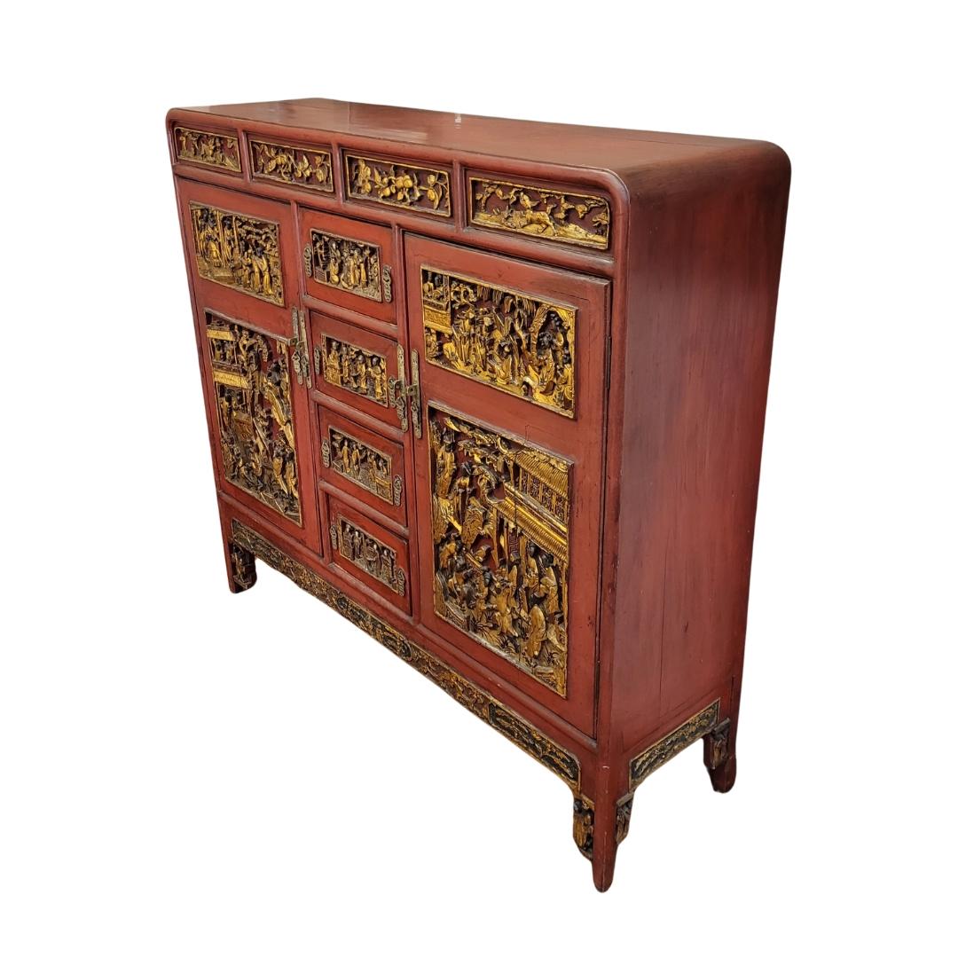 Chinese furniture “Ningbo Cabinet”, carved, lacquered and gilded wood 12