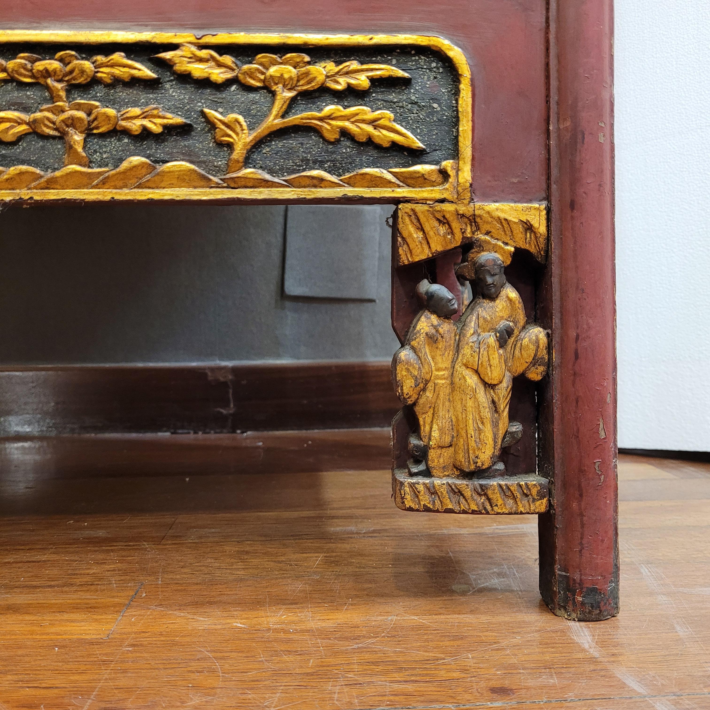 Bronze Chinese furniture “Ningbo Cabinet”, carved, lacquered and gilded wood