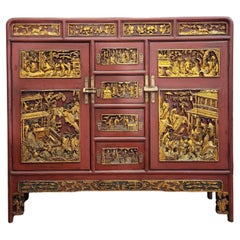 Chinese furniture “Ningbo Cabinet”, carved, lacquered and gilded wood