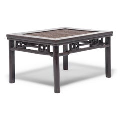 Chinese Generous Square Stool with Cane Seat, circa 1900