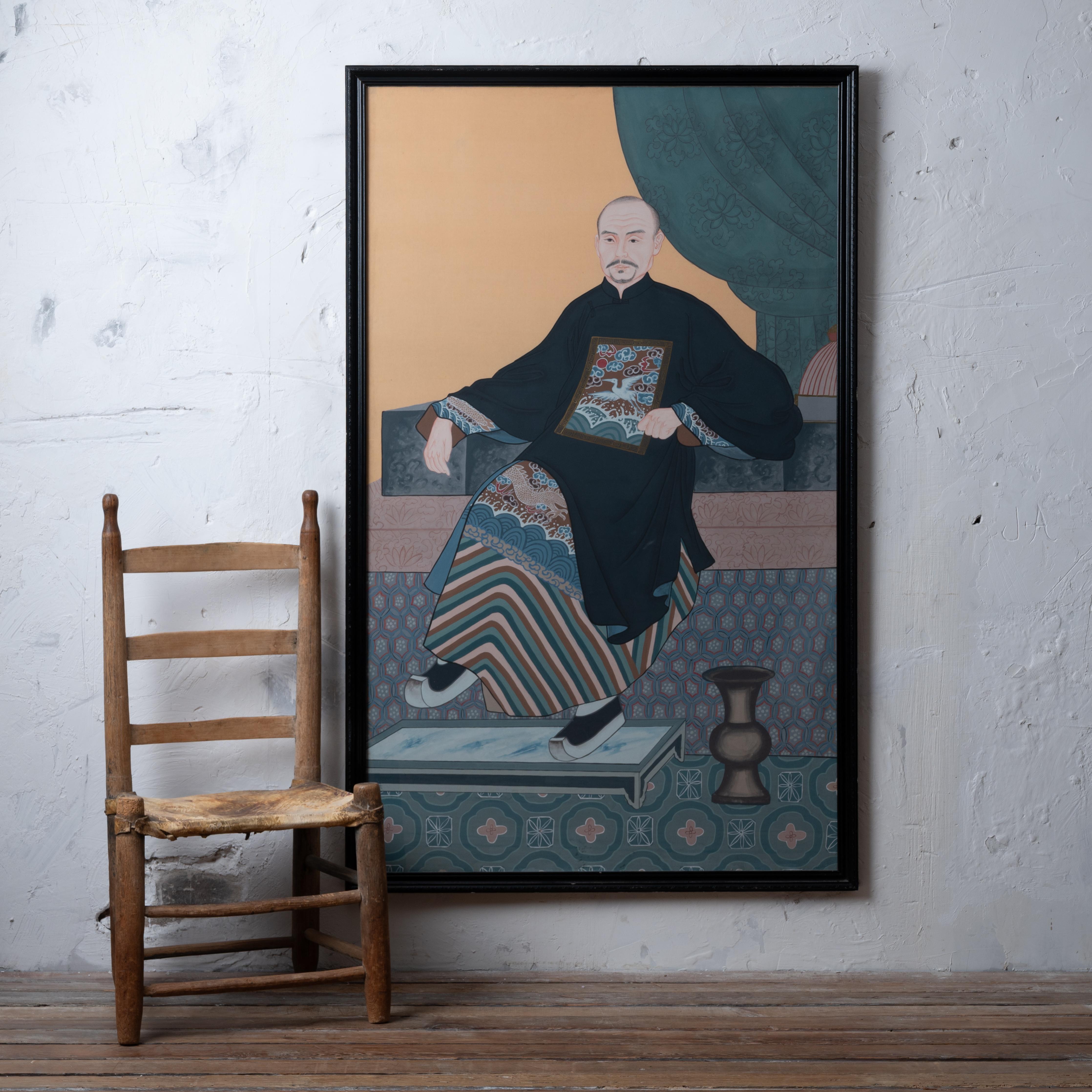 Retrato de caballero chino Chinoiserie en venta