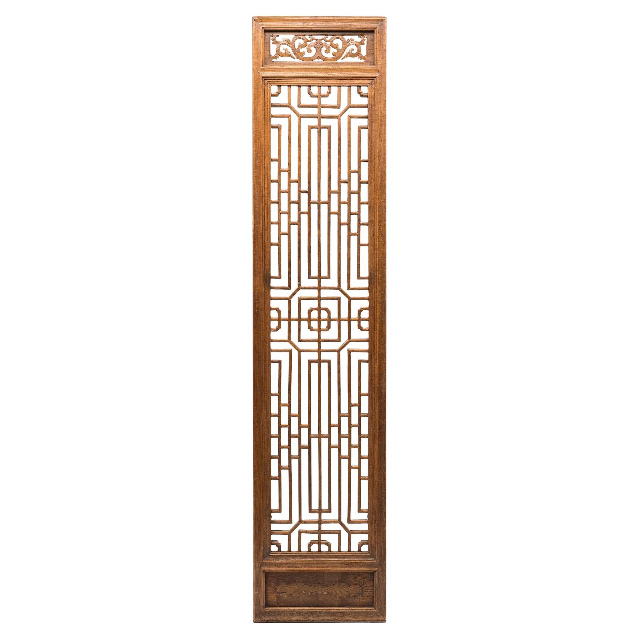 Chinese Geometric Lattice Door Panel, c. 1850