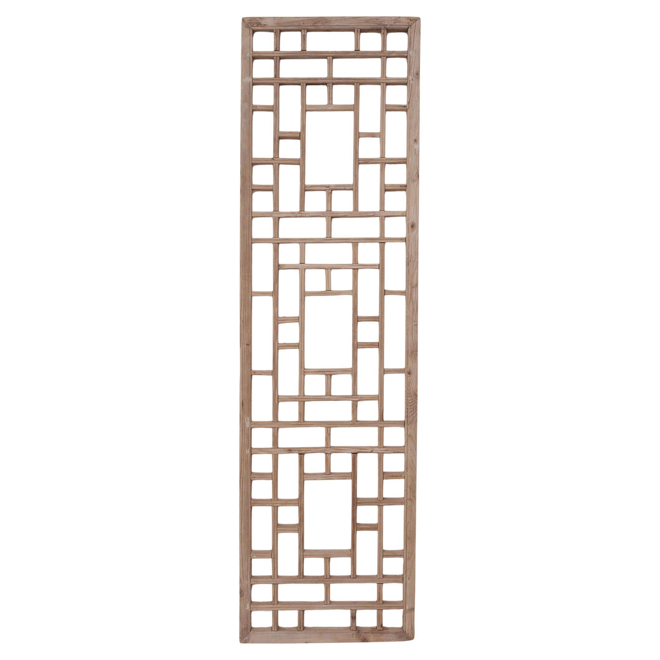 Chinese Geometric Lattice Window Panel, c. 1900 For Sale