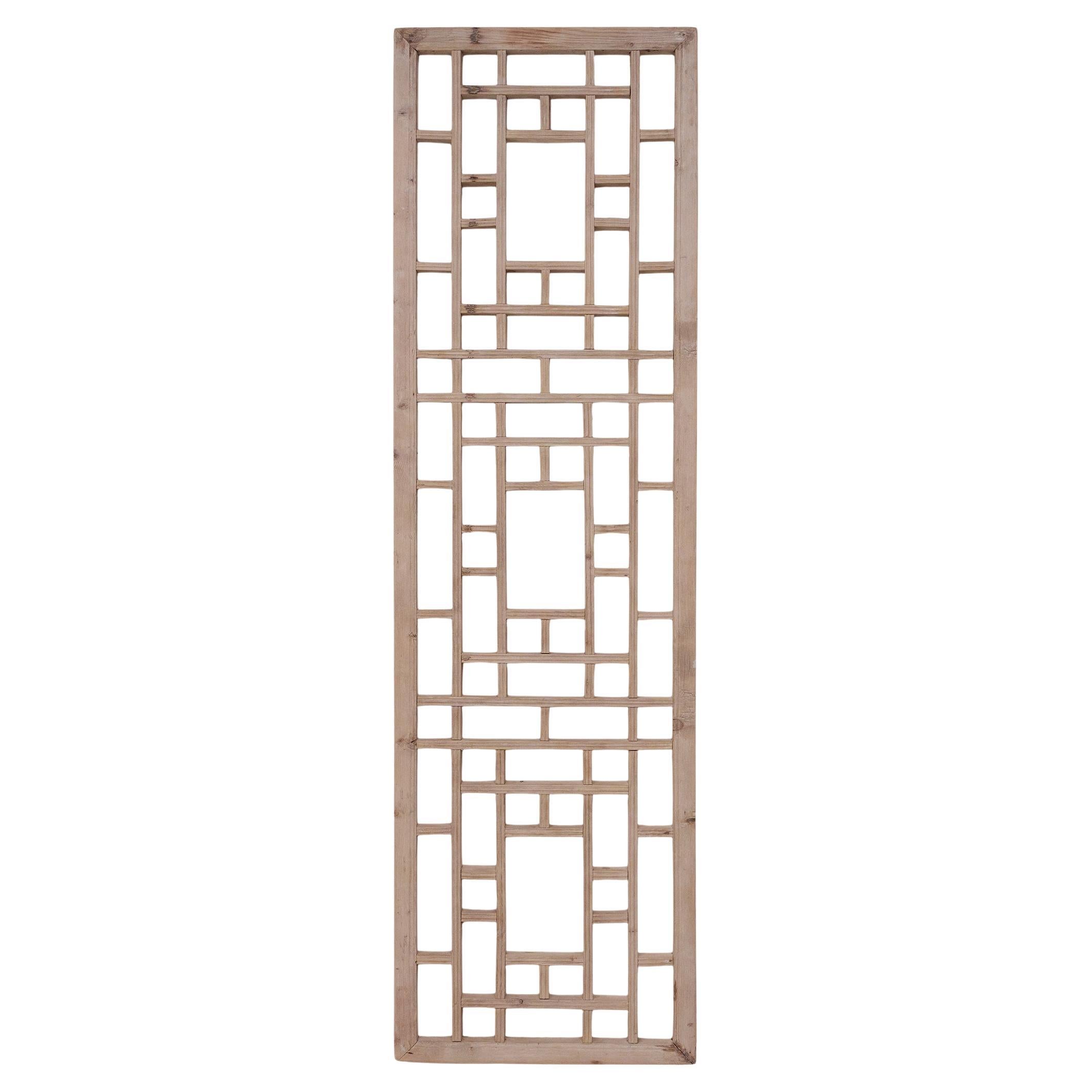 Chinese Geometric Lattice Window Panel, c. 1900 For Sale