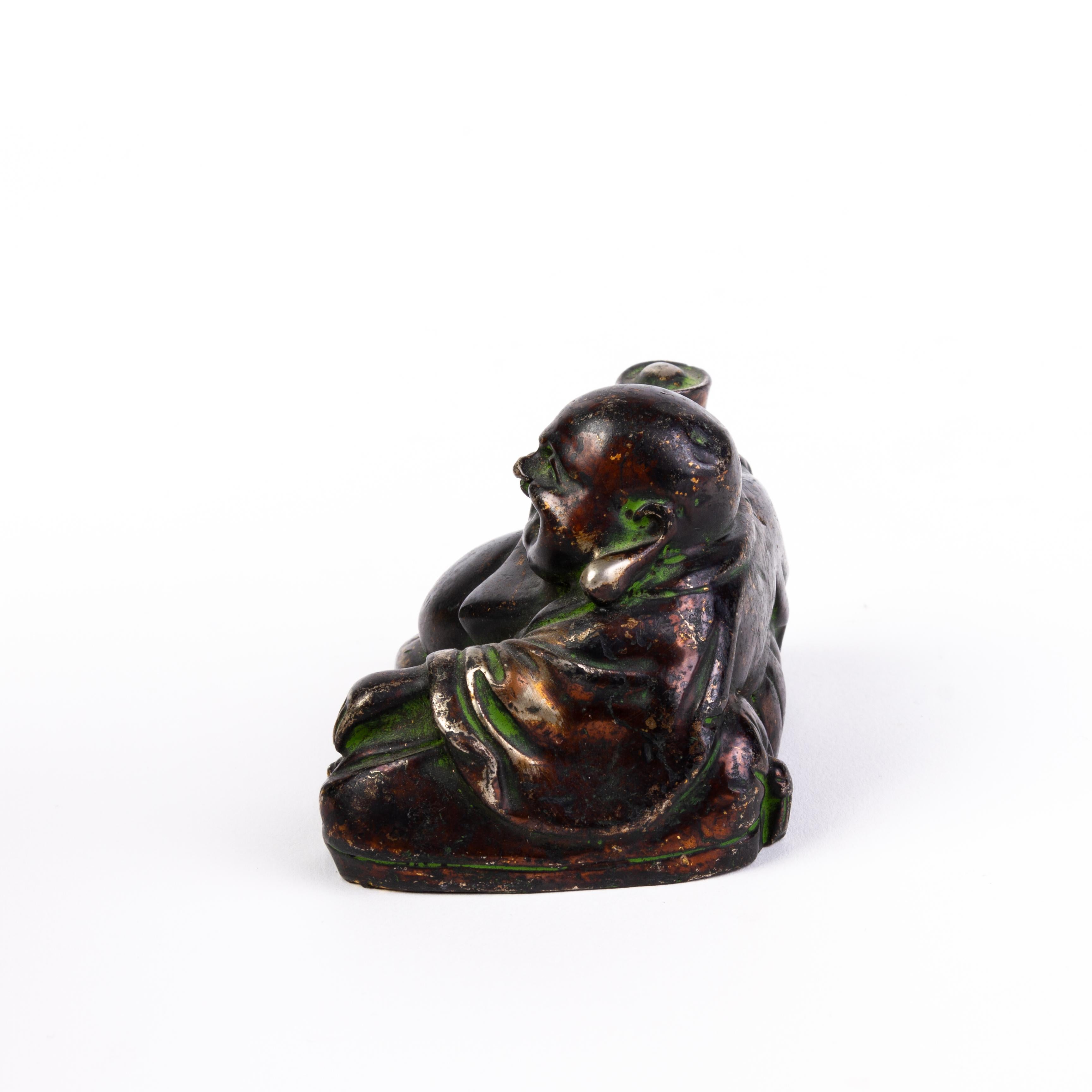 20th Century Chinese Gilded Bronze Laughing Buddha Sculpture  For Sale