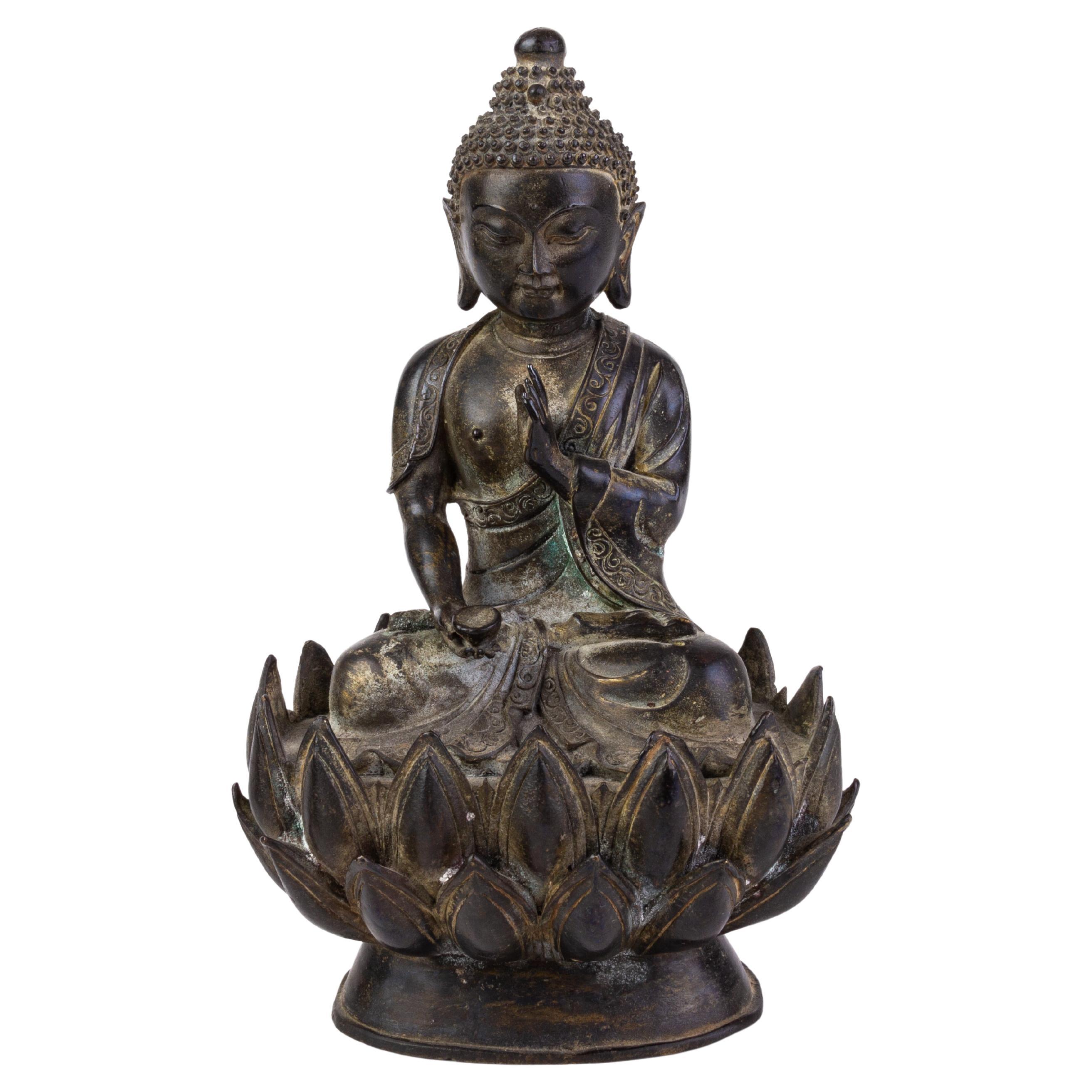 Chinese Gilded Bronze Temple Buddhist Sculpture 19th Century For Sale at 1stDibs