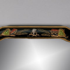 Chinese Gilt and Chinoiserie Decorated Ebonized Wall Mirror, 20th Century