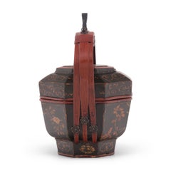 Chinese Gilt Black Lacquer Carrying Box, c. 1900