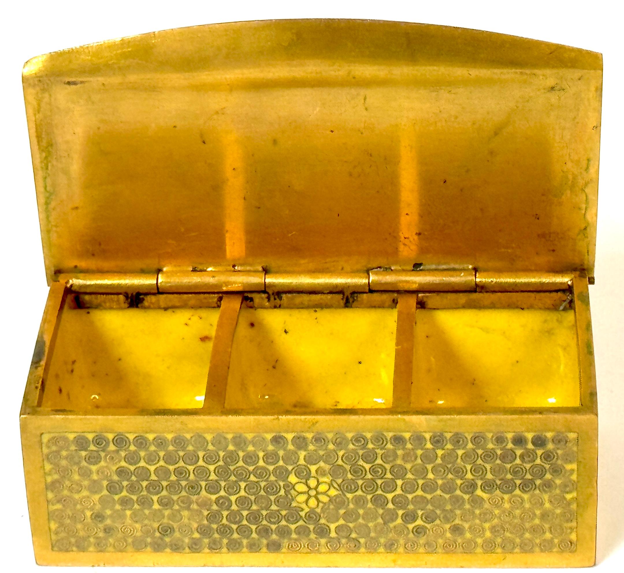 Chinese Gilt Brass Cloisonné “Scroll and Floral” Nine‑Piece Desk Set, 20th C For Sale 7