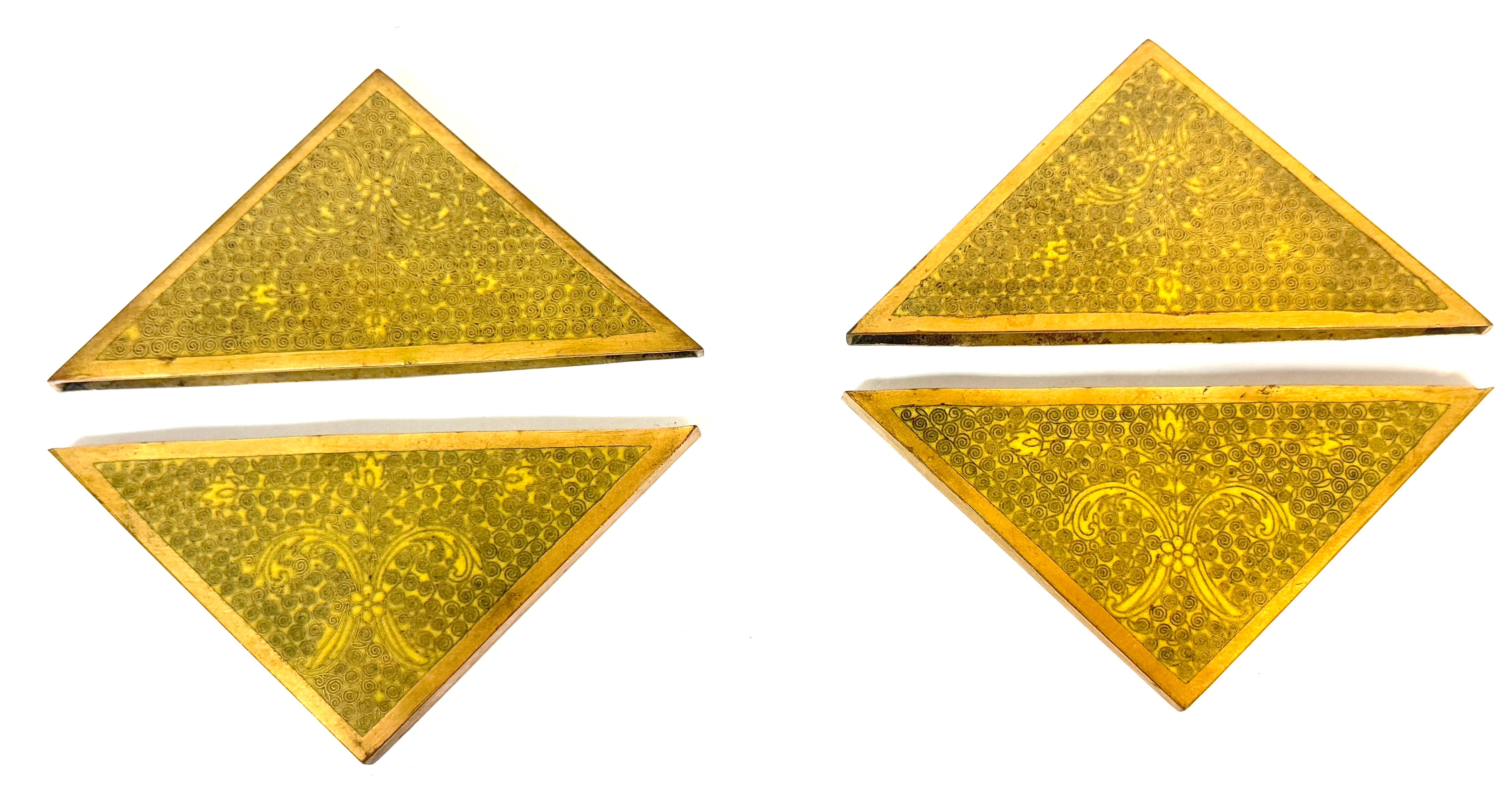 Chinese Gilt Brass Cloisonné “Scroll and Floral” Nine‑Piece Desk Set, 20th C For Sale 8