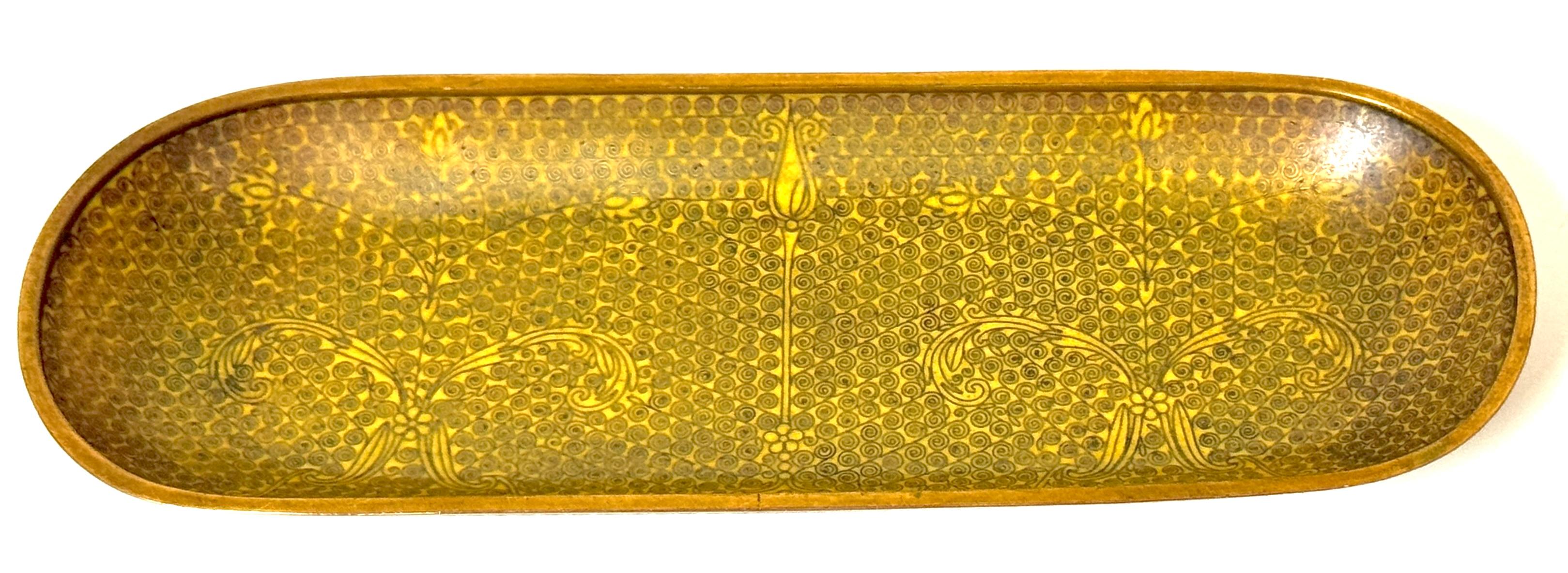 Chinese Gilt Brass Cloisonné “Scroll and Floral” Nine‑Piece Desk Set, 20th C For Sale 10