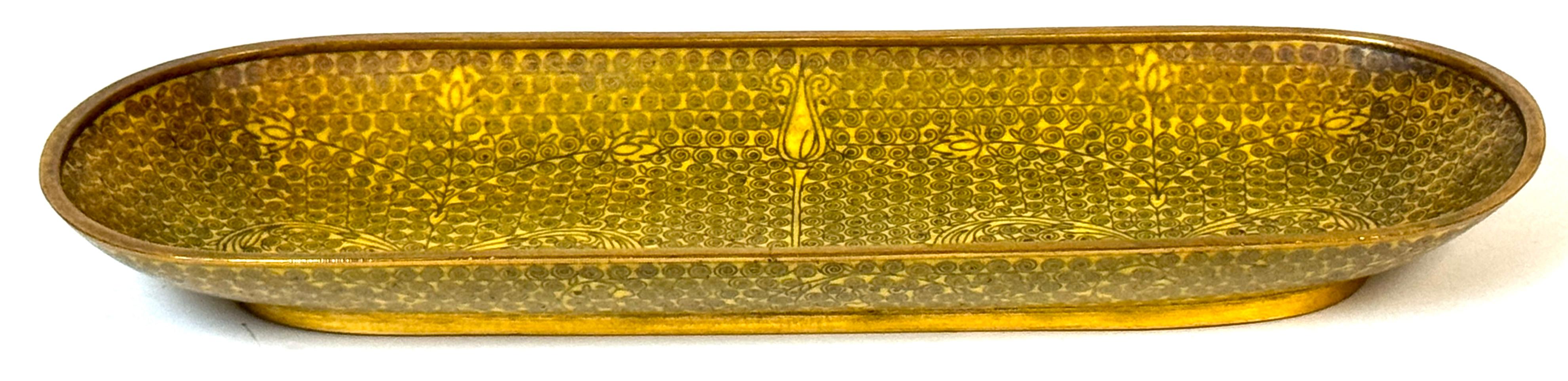Chinese Gilt Brass Cloisonné “Scroll and Floral” Nine‑Piece Desk Set, 20th C For Sale 11