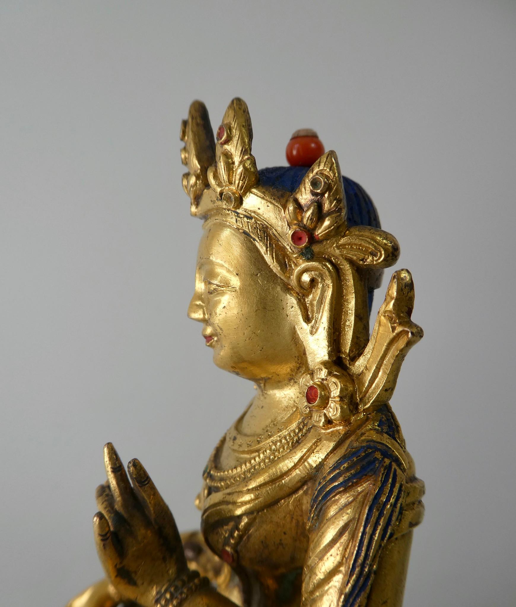 Chinese Gilt Bronze Figure of Green Tara, Late 17th Century 2
