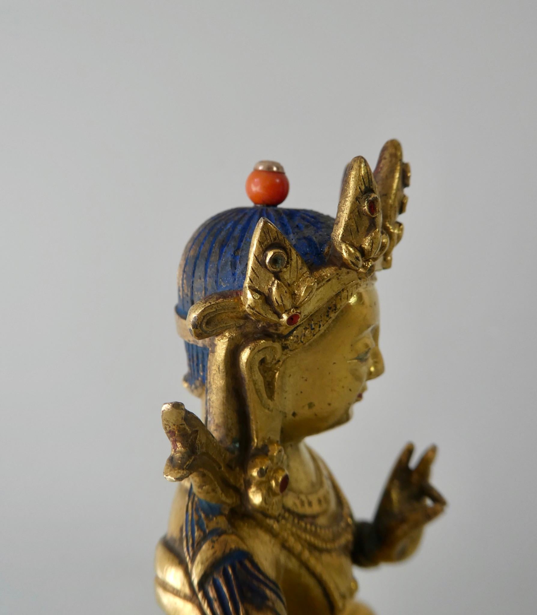 Cast Chinese Gilt Bronze Figure of Green Tara, Late 17th Century