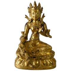 Chinese Gilt Bronze Figure of Green Tara, Late 17th Century