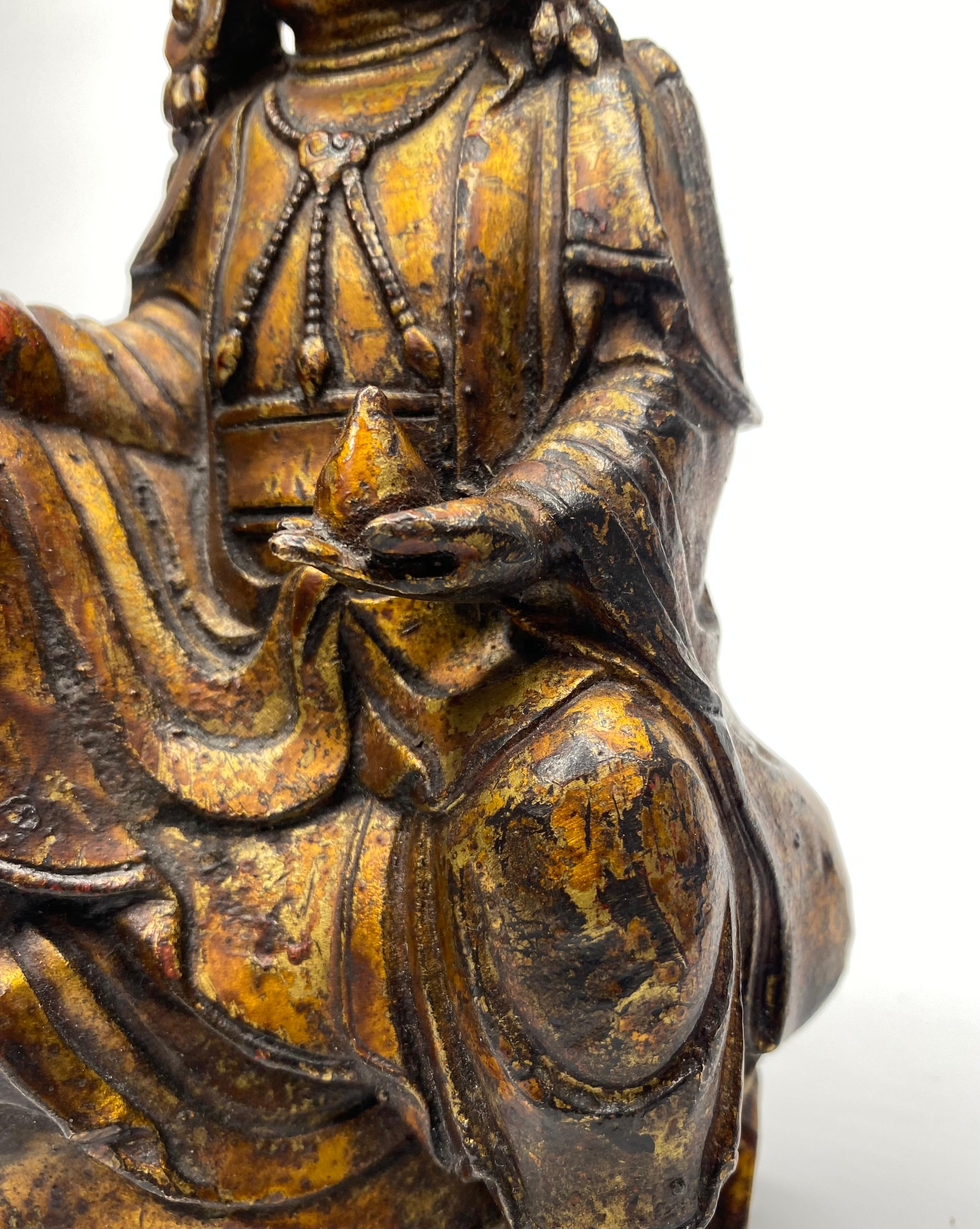 Chinese Gilt Bronze Guanyin, 17th Century, Ming Dynasty 2