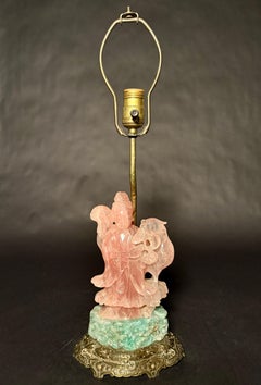 Chinese Gilt Bronze Mounted Rose Quartz Lamp, circa 1890