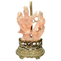 Chinese Gilt Bronze Mounted Rose Quartz Lamp, circa 1890