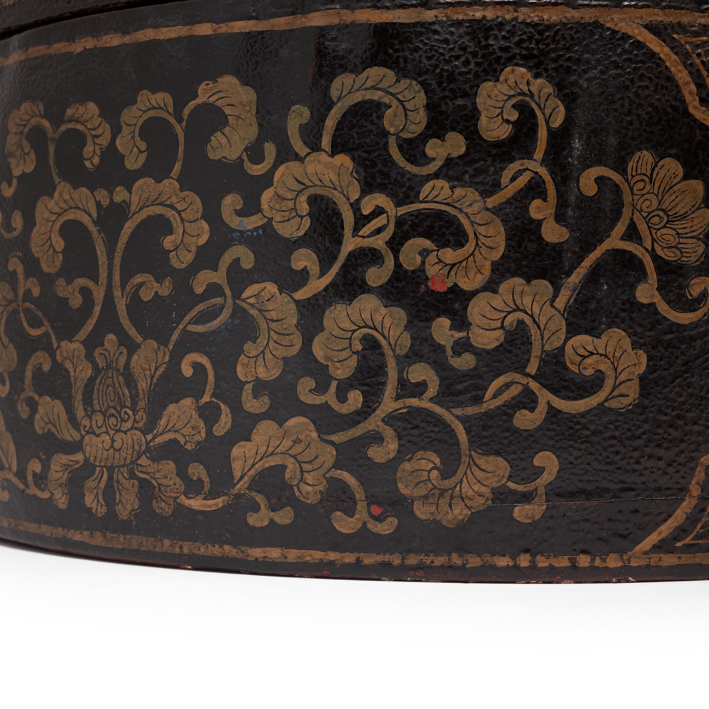 Chinese Gilt Eight Immortals Hat Box, c. 1900 1