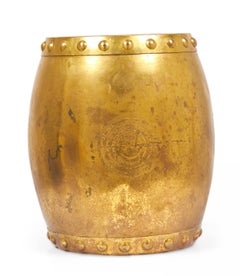 Chinesischer Trommel-Gartenhocker aus vergoldetem Metall