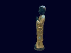 Chinese Gilt Patinated Bronze Small Sculpture of a Luohan