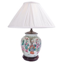 Chinese ginger jar lamp in polychrome enamels, c. 1890-1910