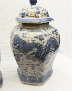 Chinese Ginger Jars Blue and White Porcelain Urns Nanking