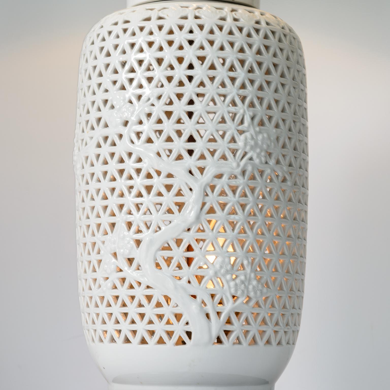 Chinese Ginger Jars  Lamps in Blanc De Chine Reticulated Porcelain, A-Pair 5
