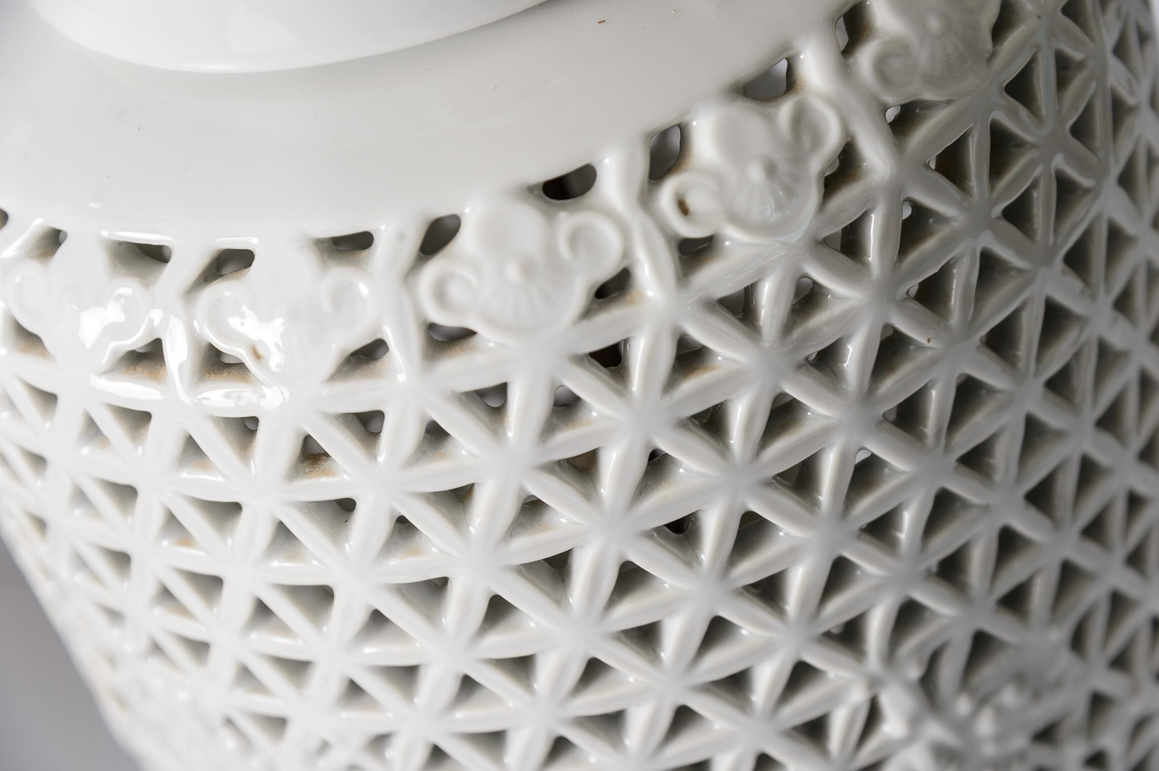 Chinese Ginger Jars  Lamps in Blanc De Chine Reticulated Porcelain, A-Pair 12