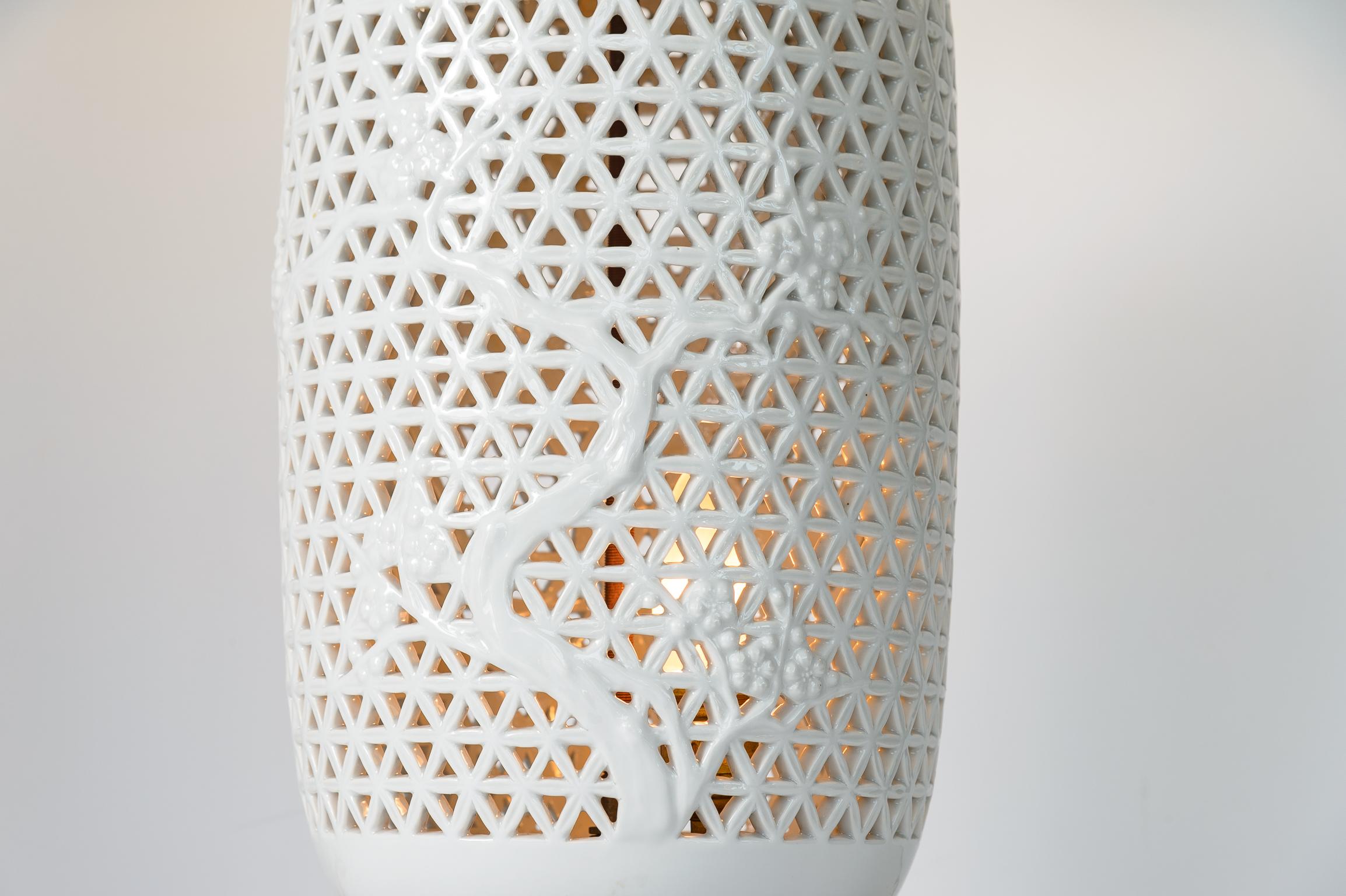 Chinese Ginger Jars  Lamps in Blanc De Chine Reticulated Porcelain, A-Pair 1