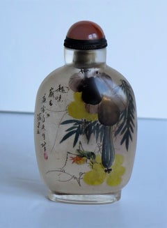 Chinese Glass Snuff Bottle Finely Inside Painted with Spoon Top, 19th C. Qing