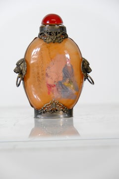 Chinese Glass Snuff Bottle with Silver Mountings, Early 20th Century