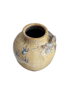 Chinese Glazed Ceramic Dragon Storage Jar c. 1970