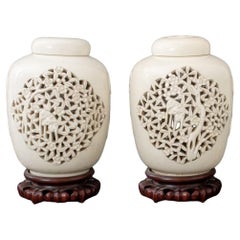 Chinese Glazed Ceramic Ginger Jar Lamps, 2