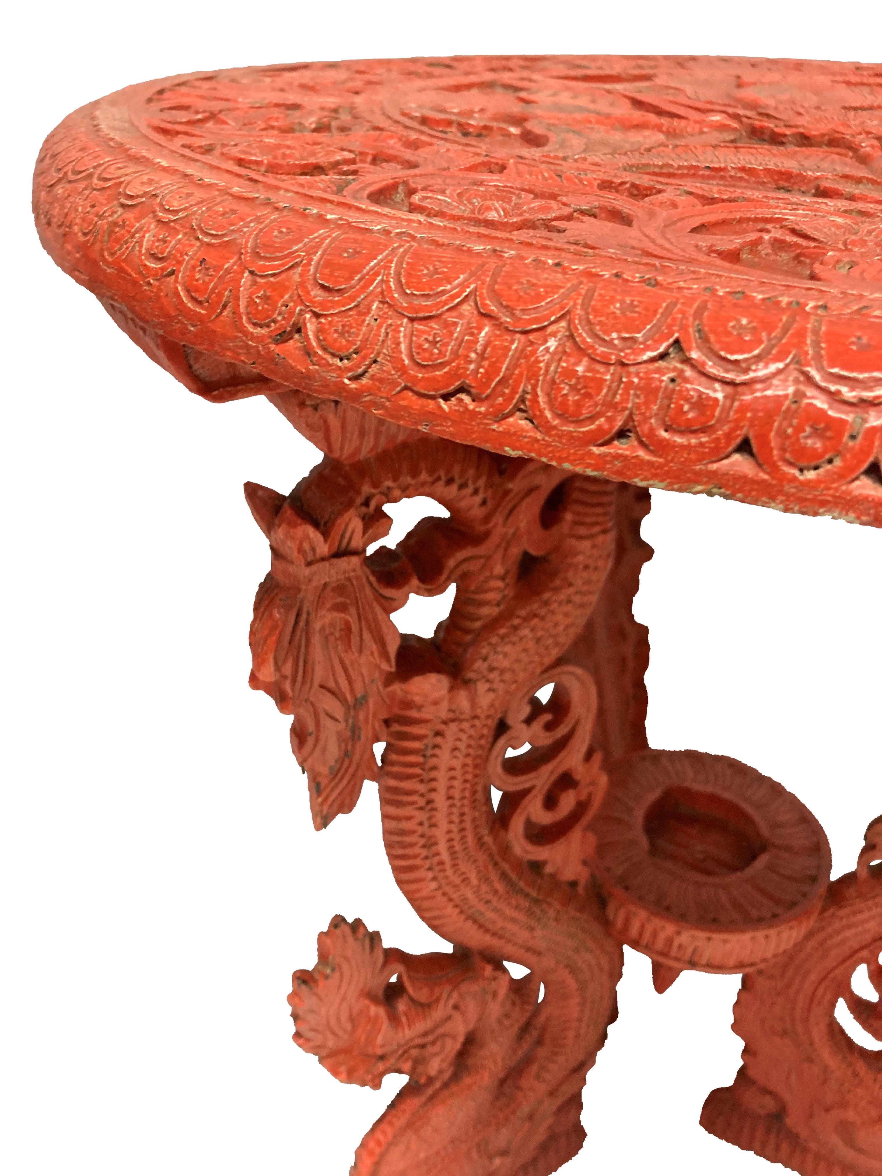 Chinese Glazed Cinnabar Side Table In Good Condition For Sale In London, GB