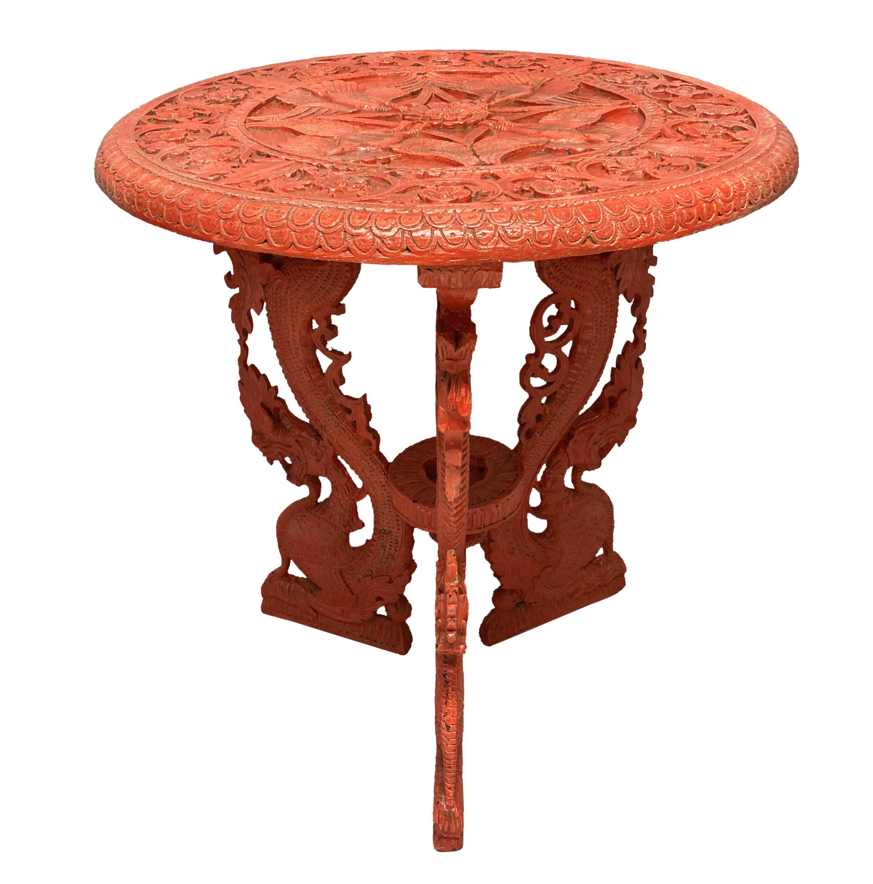 Chinese Glazed Cinnabar Side Table For Sale 1