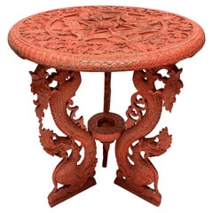 Antique Chinese Glazed Cinnabar Side Table