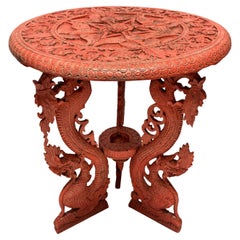 Table d'appoint chinoise Cinnabar émaillée