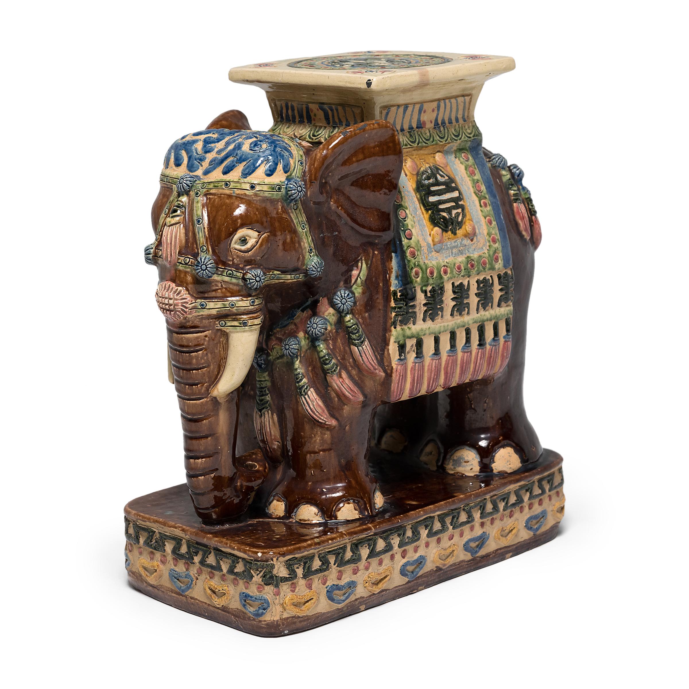 Chinese Export Chinese Glazed Elephant Garden Seat For Sale