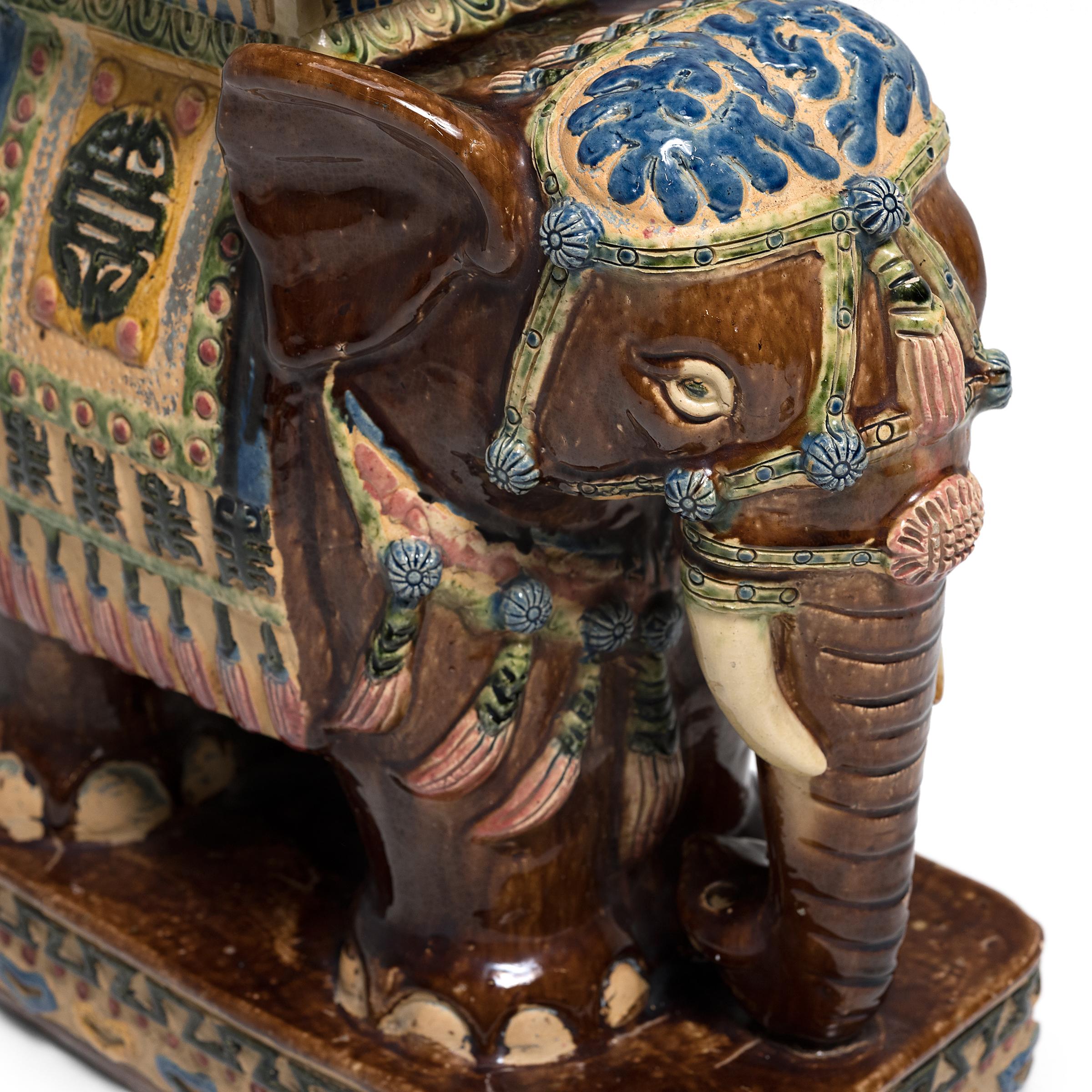 20th Century Chinese Glazed Elephant Garden Seat For Sale