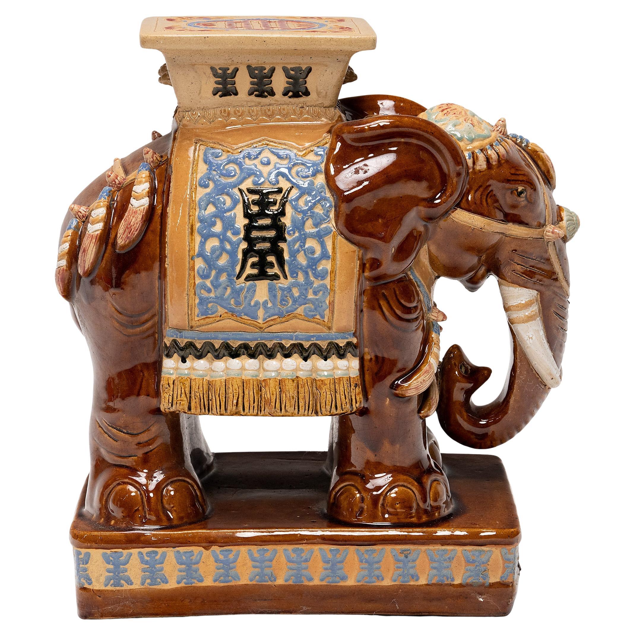 Chinese Glazed Elephant Garden Seat