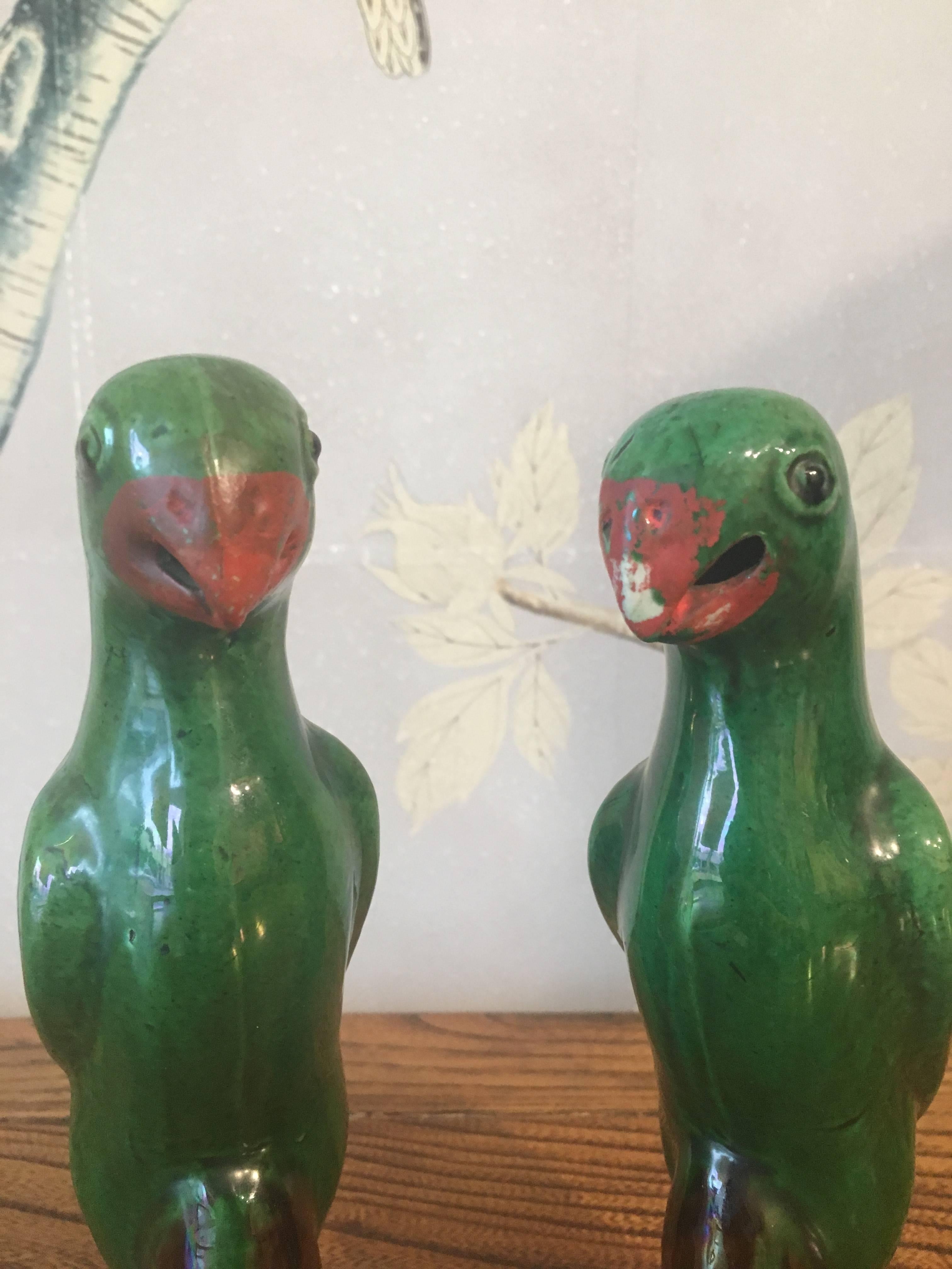 Chinese Glazed Parrots In Good Condition For Sale In New York, NY