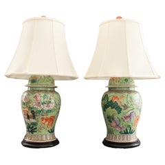 Chinese Glazed Porcelain Table Lamps, Pair