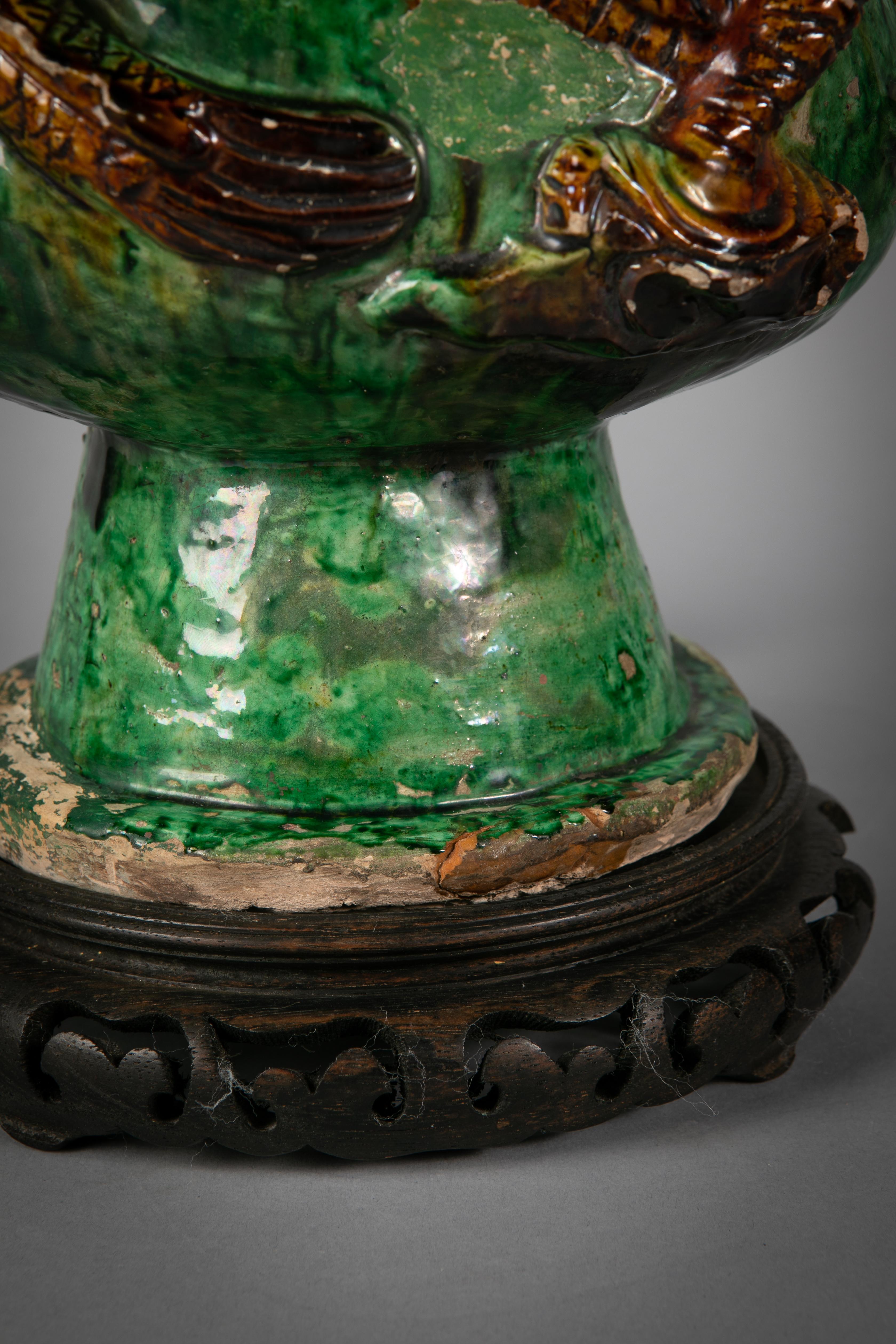 Late 19th Century Chinese Glazed Pottery Vase Mounted as Lamp, circa 1880 For Sale