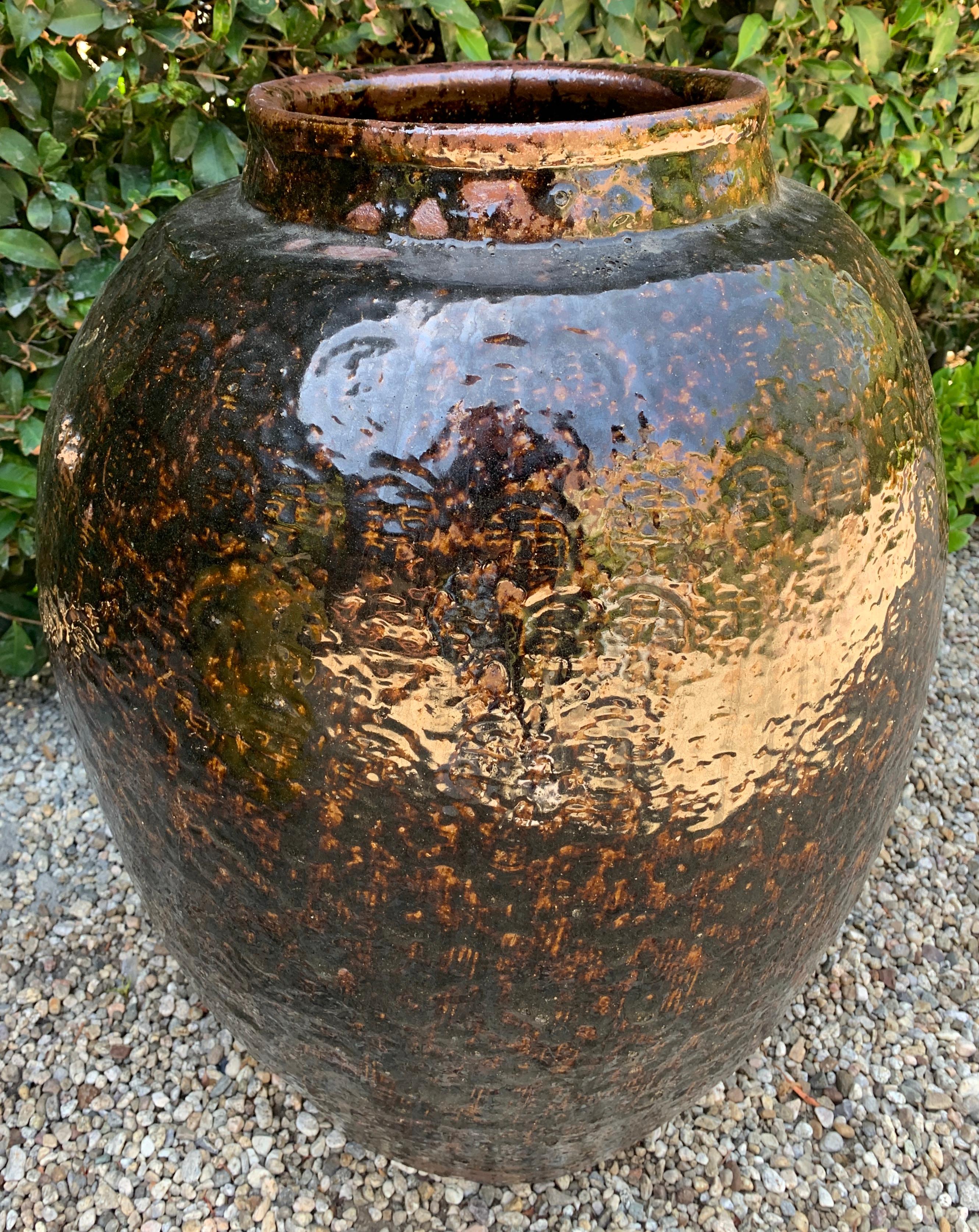 20th Century Chinese Glazed Terracotta Urn For Sale