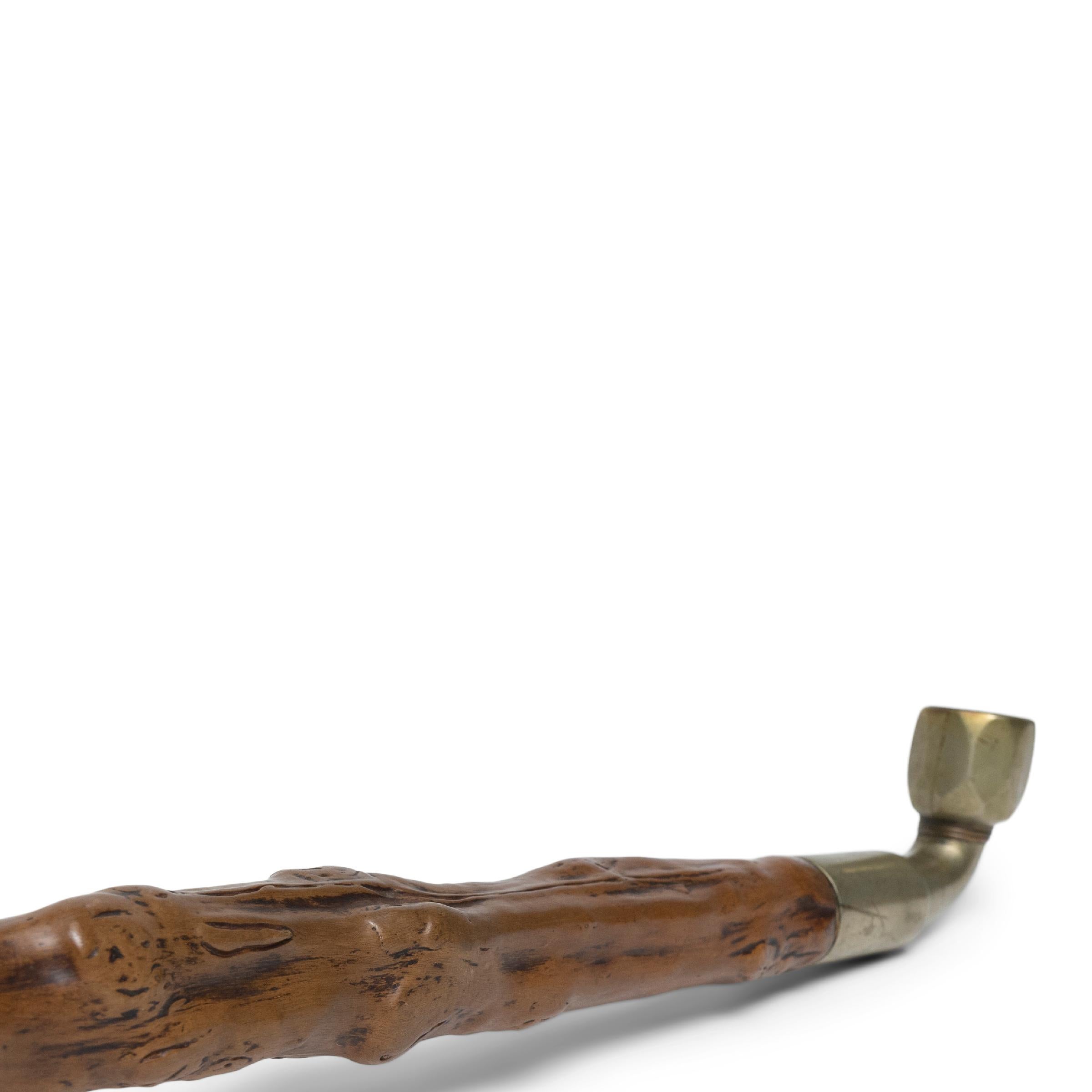 Qing Chinese Gnarled Boxwood Tobacco Pipe, c. 1850