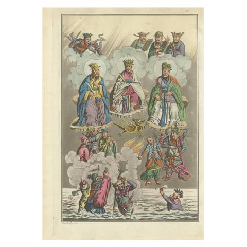 Chinese Gods Confucius, Lanzu and Fe – Ferrario Costume Series Print, 1815